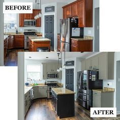 before and after pictures of a kitchen remodel