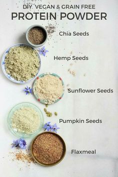 the ingredients for vegan - friendly gluten free protein powder