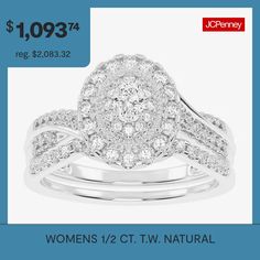 two white gold wedding rings with diamonds on top and the price is $ 10 99