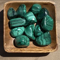 To keep our prices low, we do not send labels with our stones. If you have trouble identifying something you receive feel free to email us photos and we will assist. Thank you! This is for one tumbled malachite. Choose between Medium or Large. We will handpick one stone for you. The stone will be from the batch that is pictured, however it may not be a stone from the photo as the batch was quite large. Malachite amplifies energies of all kinds, both positive and negative. Said by some to be one Stone Meanings, Crystal Vibes, Energy Blocks, Amethyst Tumbled, Crystal Aesthetic, Malachite Jewelry, Pretty Rocks, Malachite Stone, Positive And Negative