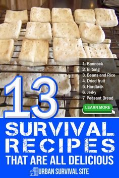 the cover of 13 survival recipes that are all delicious