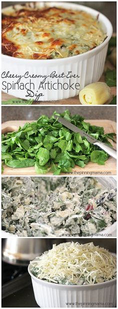 spinach artichoke casserole recipe collage