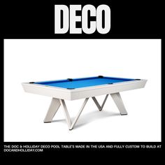 a pool table with the words deco on it