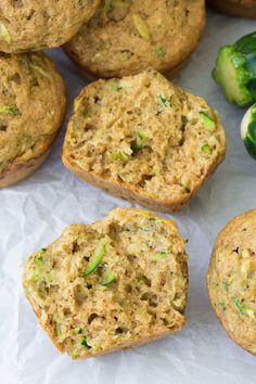 zucchini and broccoli muffins on white paper