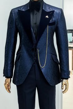 Space Themed Wedding Suit, Midnight Blue Wedding Suit, Winter Wonderland Party Outfit Men, Navy Blue Wedding Suit Groom, Blue Tuxedo Three-piece Suit For Party, Elegant Single-breasted Three-piece Suit For Party, Royal Blue Tuxedo Suit For Party, Blue Single Breasted Suits For Evening, Elegant Royal Blue Notch Lapel Tuxedo