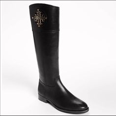 Designers Black Tall Riding Boots In Like New Condition. I Wish I Could Keep These Beauties, But I Got The Wrong Size! Impeccable Quality Leather And Beautiful Lining. Tory Burch Riding Boots, Flat Riding Boots, Tory Burch Boots, Black Leather Riding Boots, Patent Leather Boots, Black Riding Boots, Tall Riding Boots, Winter Ankle Boots, Shearling Boots