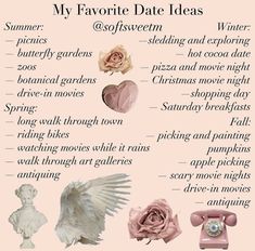 an image of valentine's day date ideas with flowers and angel figurines