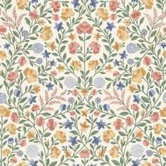 a floral wallpaper with many different flowers