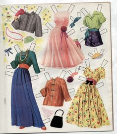 an old fashion pattern for women's dresses and purses