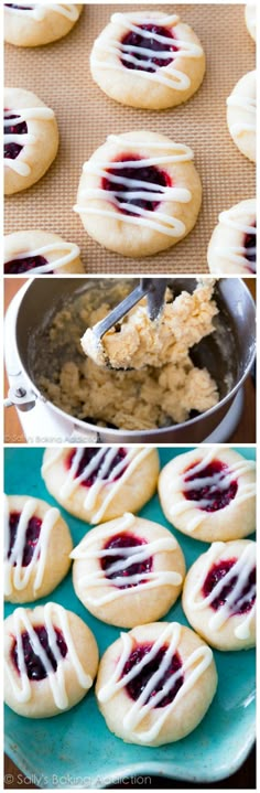 cookies with white icing and blue raspberry filling