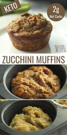 two pictures with different types of muffins in them and the words zucchini muffins