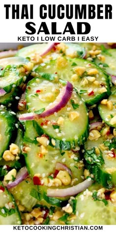 cucumber salad with red onions and green peppers