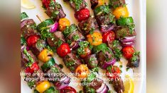 there are several vegetables on the skewers