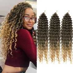 PRICES MAY VARY. Material:Ocean Wave Crochet Hair is high quality Kanekalon Mixed Fiber,easy to install. Package: 22 inch deep twist hair,90±3g/pack,3 pack/lot,3 packs=270g.Usually 4-6 packs make a full head. Advantages:Deep Twist Braiding Hair is no smell,nature texture,easy to install,easy to shape and easy to wash and care,it is light and comfortable.Natural looking feels as human hair. Hair Color:1B#,T30,T27,27#,27/613# This is a new product for (Free Tress Deep Twist)You can use it at any m Wavy Braiding Hair, Wavy Hair With Braid, Ocean Wave Crochet, Ocean Wave Crochet Hair, Twist Braiding Hair, Wave Crochet, Beach Curls, Curly Crochet Hair Styles, Braid In Hair Extensions