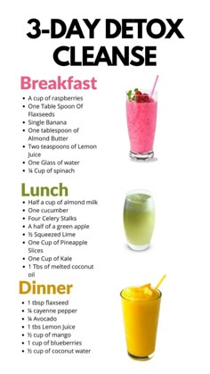 Smoothie Cleanse Recipes, 3 Day Detox Cleanse, Makanan Rendah Kalori, Sommer Mad, Different Drinks, Resep Smoothie, Juice Cleanse Recipes, Smoothie Recipes Healthy Breakfast, 3 Day Detox