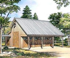 this is an artist's rendering of these garages for the horse barn plans