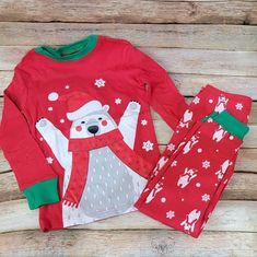 Christmas Pajamas Polar Bear Red Green New In Package.These Are Adorable. Perfect For Christmas Morning. From A Smoke And Pet Free Home Size 5 Unisex Red Cotton Holiday Sleepwear, Playful Red Sleepwear For Sleepover, Playful Red Sleepwear For Sleepovers, Red Sleep Sets For Christmas, Playful Red Sleep Sets, Red Playful Sleepwear Sets, Playful Red Sleepwear Sets, Red Christmas Pajama Party Set, Playful Red Loungewear Sets