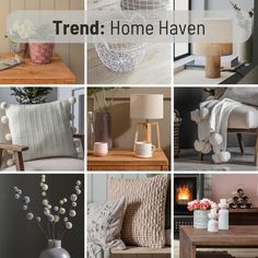 a collage of photos with the words trend home haven