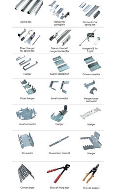 various types of metal parts and their names are shown in this diagram, which shows the different