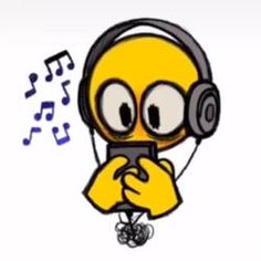 a cartoon character wearing headphones and listening to music