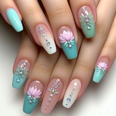 Spring Nail Art, Floral Nails, Fancy Nails, Nail Art Tutorial, Nail Accessories, Flower Nails