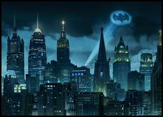 the dark knight rises movie poster with batman flying over city at night in front of full moon