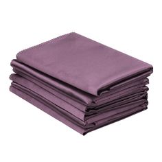 six purple napkins stacked on top of each other