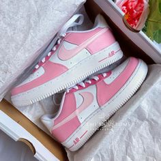 ♡ 100% authentic, hand-painted custom air force 1 lows with crackproof, waterproof coating ♡ New with original box ♡ Coquette pink blocking and hot pink detailing         ☆ Color customization available ♡ Size may be converted to youth/mens if applicable (Message me if you need a size not listed) ♡ Made to order; allow 1-2 weeks for processing! ♡ All final sale, no returns or exchanges Painted Air Force 1, Custom Nike Air Force 1, Custom Nike Air Force, Air Jordan 1s, Custom Air Force 1, Custom Nike, Coquette Pink, Jordan 1s, Waterproof Coat