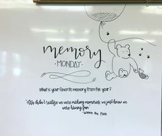 a white board with writing on it that says memory monday