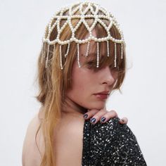 Get That Designer Look For Less Pearl Jewelry Head Piece, Beaded Headpiece, Zara Accessories, Beaded Hat, Headpiece Jewelry, Floral Hat, Hair Net, Head Jewelry, Barbie Diy