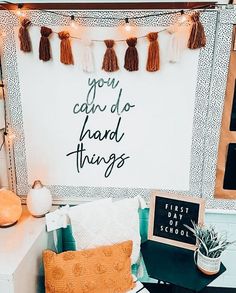 a room with a sign that says you can do hand things