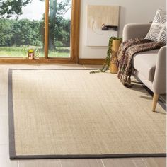 a living room scene with focus on the area rug and couch in the foreground