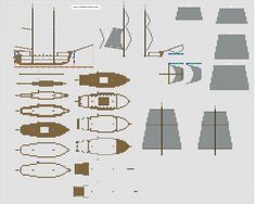 a cross stitch pattern with different shapes and sizes for the sailboat's hulls