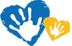 two handprints in the shape of a heart and a hand print on top of each other