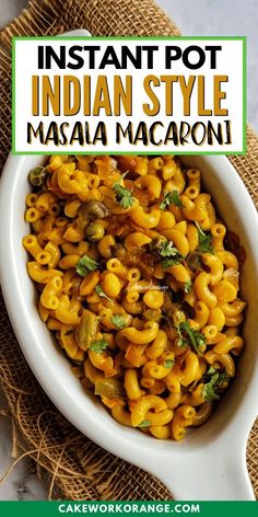 This Instant Pot Indian Style Masala Macaroni is a fusion dish that combines macaroni pasta with traditional Indian spices (masalas) and vegetables. This comforting desi-style pasta is coated in a simple and mildly spiced onion tomato base with the added crunch of veggies. The dish comes together in about 20 minutes, making it perfect for busy weeknights. Macaroni In Instant Pot, Macaroni Bowl, Macaroni Recipes Indian, Indian Macaroni Recipe, Simple Dal Recipe, Masala Macaroni, Instant Pot Indian, One Pot Rice Meals, Vegetarian Casserole