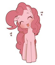 a pink pony with its eyes closed and her hair blowing in the wind, looking like she