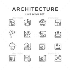 architecture line icon set - buildings objects / objects web elements, icons and symbols on white background