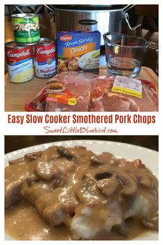 an image of slow cooker smothered pork chops