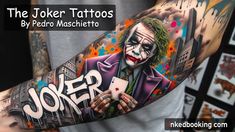 the joker tattoos by pecho maschitato is on display in this photo