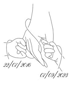 a drawing of two hands holding each other with the date 2011 - 2010 on it