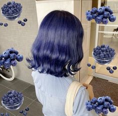 Multicoloured Hair, Blueberry Hair, Short Blue Hair, Hair Color Blue, Dye My Hair