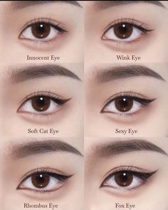 Makeup Ulzzang, Maquillage Yeux Cut Crease, Tutorial Eyeliner, Membentuk Alis, Asian Makeup Tutorials, Bentuk Alis, Mekap Mata