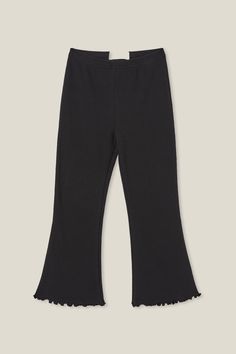 FRANCINE FLARE PANT High Waist Solid Ribbed Bottoms, Solid Ribbed Full-length Bottoms, High Waist Black Ribbed Bottoms, Solid Color Ribbed Full Length Pants, Full-length Solid Ribbed Pants, Ribbed High Waist Pants, Full Length Solid Ribbed Pants, Solid Ribbed Full-length Pants, Solid Cotton Ribbed Pants