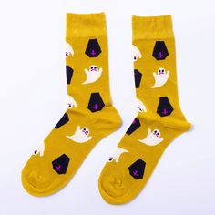 Our cotton crew socks are made from the softest cotton with long combed fibers for a luxurious hand feel. The heel, toe and cuff are reinforced for durability. Most importantly, we make them following the highest ethical, labor, and environmental standards. Men's size fits most: 7 -12 US. 8.5" Leg x 8.5" Foot x 2" Cuff (21.5 x 21.5 x 5 cm) Ghost Socks, Cheap Yellow Men's Socks, Christmas Holiday Greetings, Decorative Stamps, Sticky Note Planner, Holiday Stationery, Halloween Socks, Cheap Novelty Socks With Character Print, Mens Novelty Socks