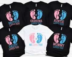 six t - shirts that say we love you, uncle loves you and grandma loves you