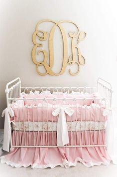 Vintage Glam | Ruffled Crib Bedding Set Glam Nursery, Vintage Baby Girl Nursery, Baby Girl Crib Bedding Sets, Floral Crib Sheet, Girl Nursery Themes, Crib Bedding Girl