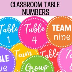 the classroom table numbers are shown in different colors