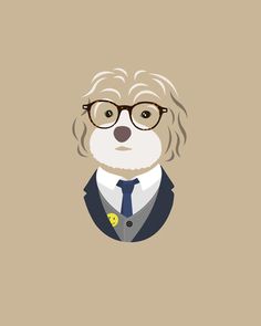 a dog wearing glasses and a suit