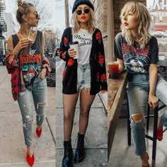 Rock N Roll Outfit, Grunge Tumblr, Fest Outfits, 90s Fashion Grunge, Rose Skirt, Style Gothic, Rock Outfit