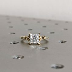 Vintage Princess Cut Moissanite Engagement Ring Wedding Promise Ring For Women's